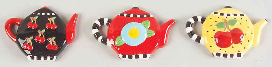Afternoon Tea Figural Ceramic Decoration - Set of 3 by Sakura-1