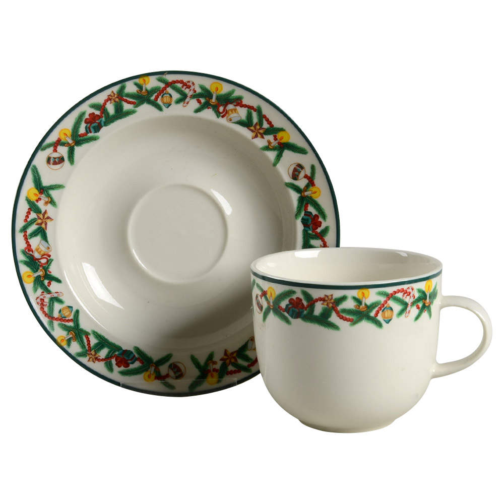 Christmas Cheer Flat Cup & Saucer Set by Sakura-1