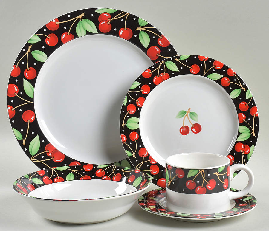 Cherries (No Verge) 5 Piece Place Setting by Sakura-1