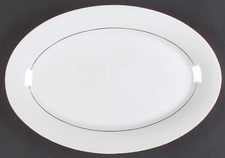 Classic Gold (White) 14" Oval Serving Platter by Sakura-1