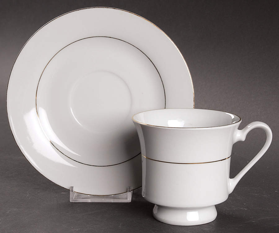 Classic Gold (White) Footed Cup & Saucer Set by Sakura-1
