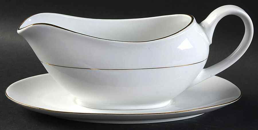 Classic Gold (White) Gravy Boat & Underplate by Sakura-1