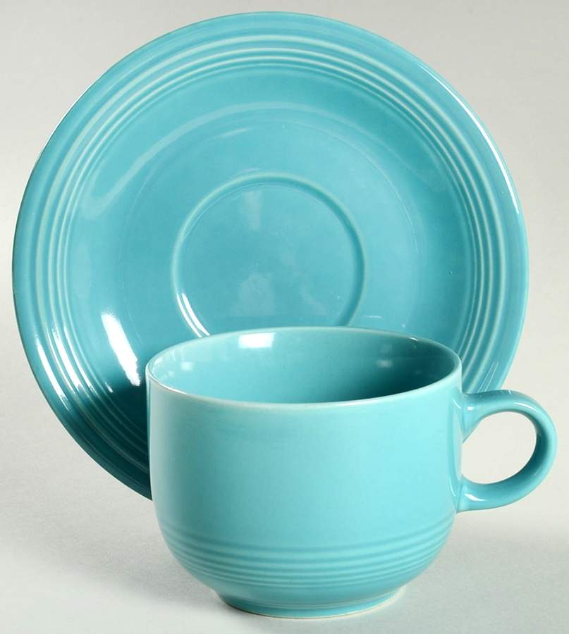 Concentrics Turquoise Flat Cup & Saucer Set by Sakura-1