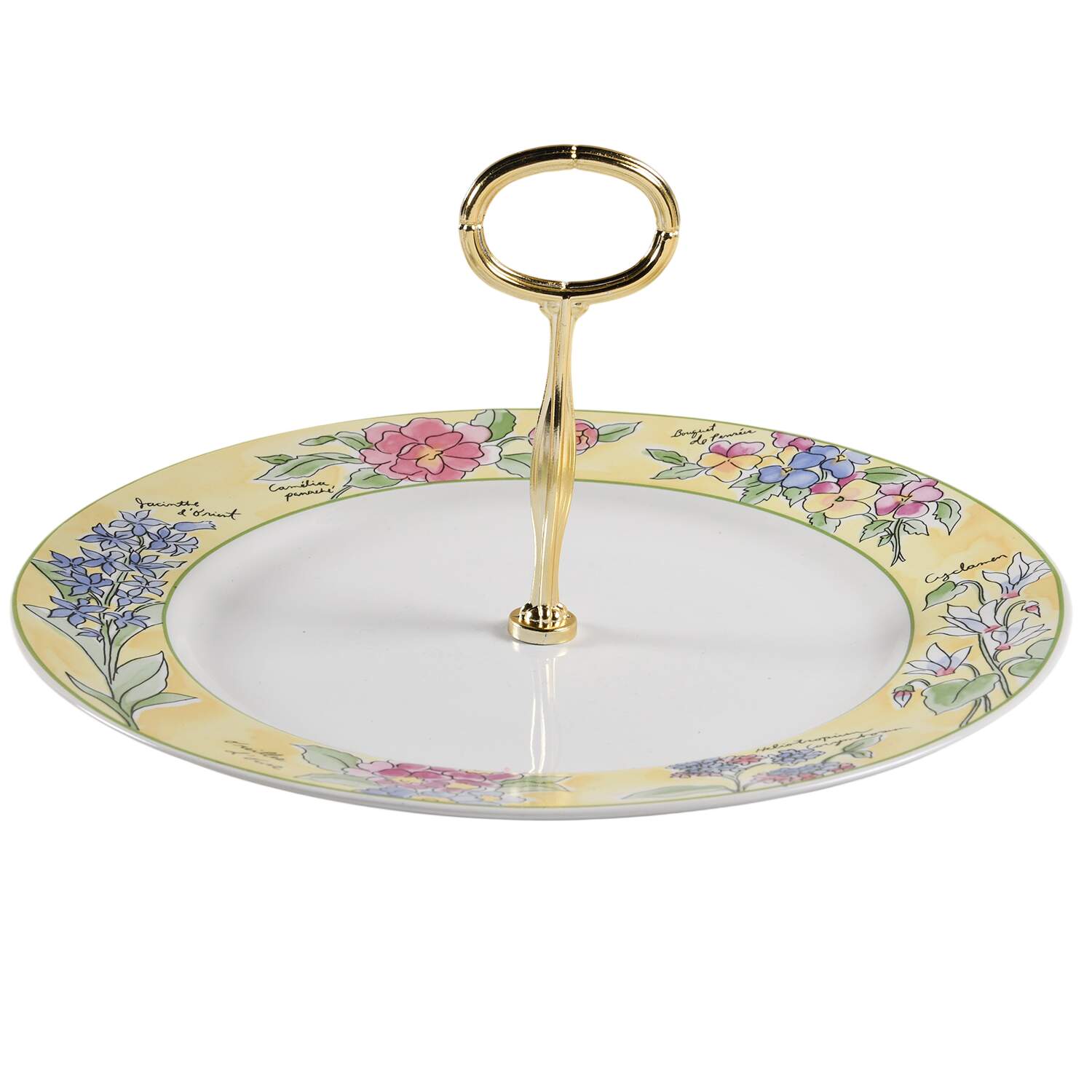 Creme Brulee Round Serving Plate with Center Handle (Dp) Hc by Sakura-1