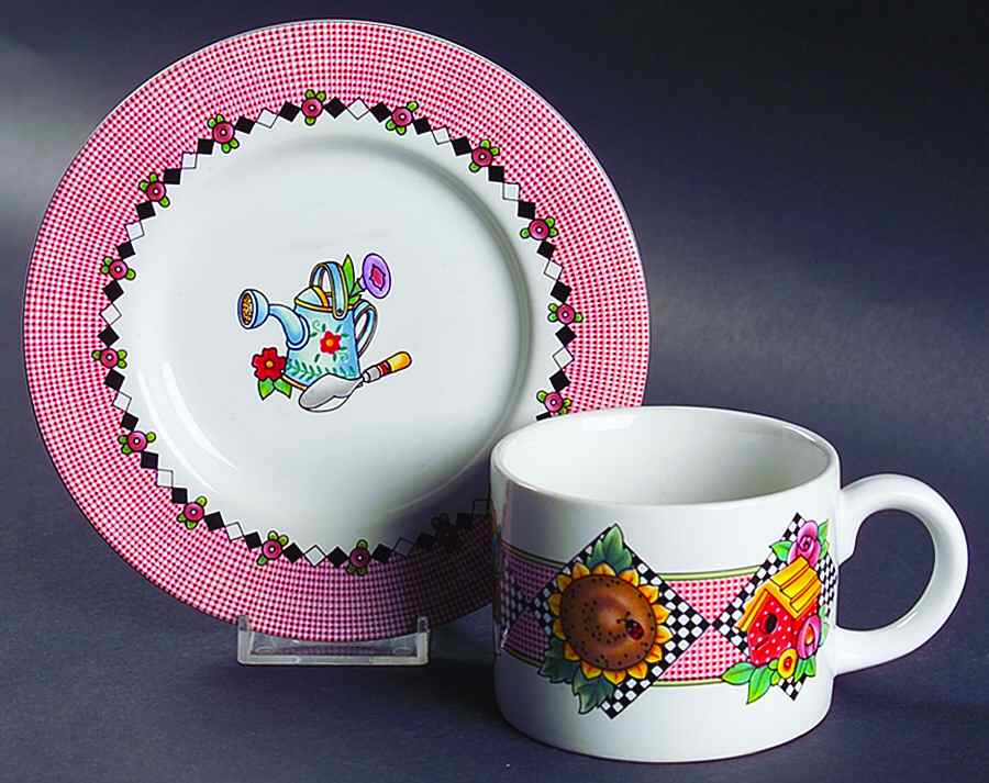Garden Time Flat Cup & Saucer Set by Sakura-1