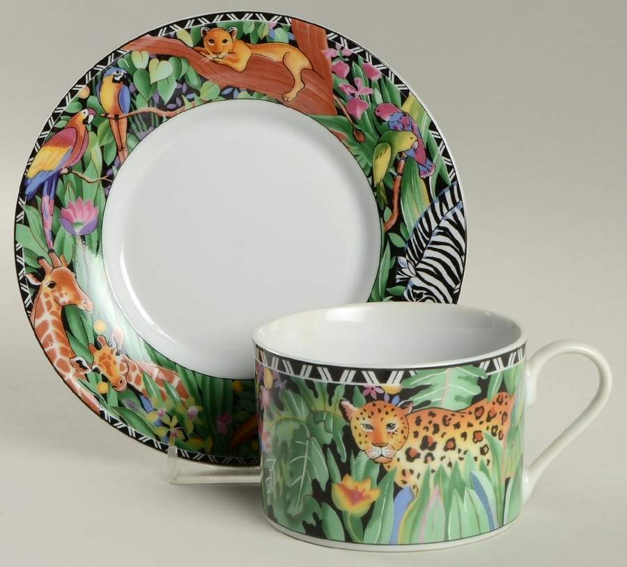 Magic Jungle Flat Cup & Saucer Set by Sakura-1