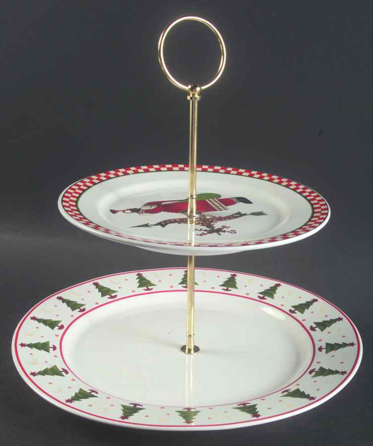 Magic of Santa 2 Tiered Serving Tray (Dinner & Salad Plate) by Sakura-1