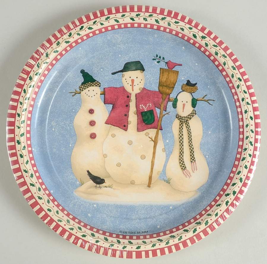 Snowman Package of 10 - Paper Salad Plate by Sakura-1