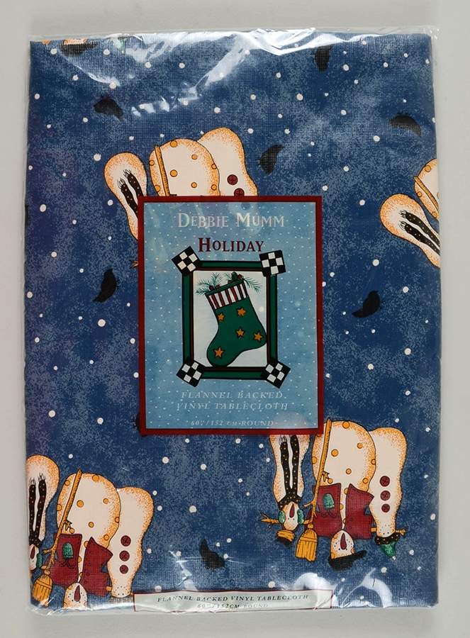 Snowman 60" Round Flannel Backed Vinyl Tablecloth by Sakura-1
