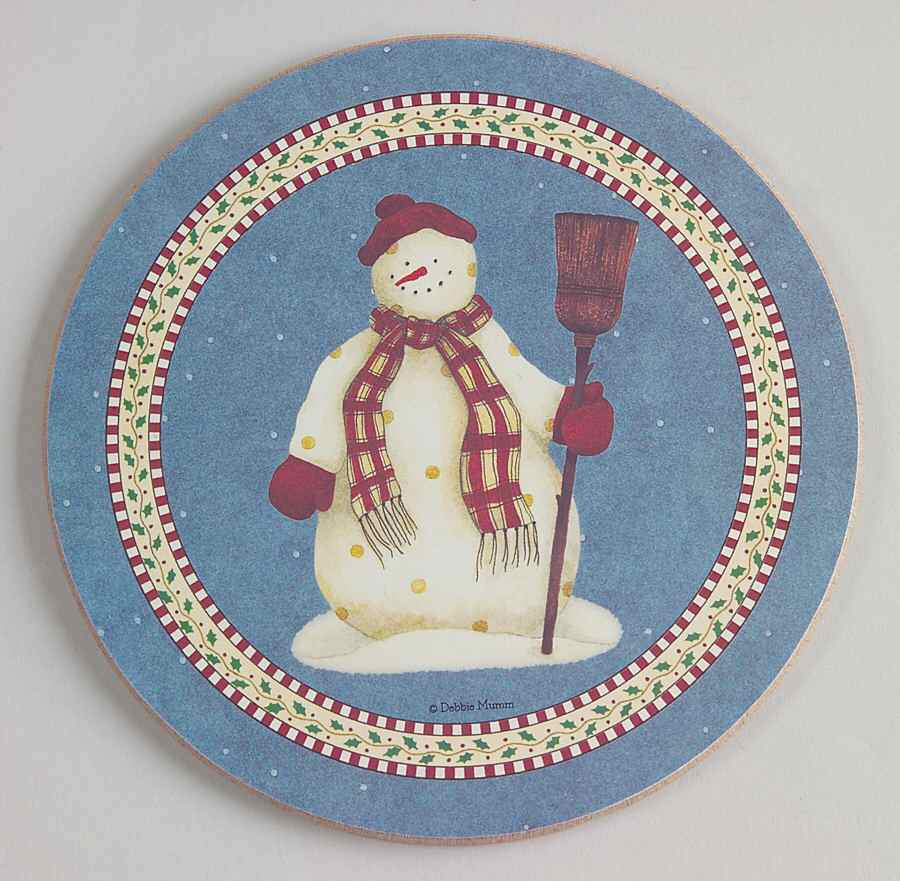 Snowman Cork Back Round Coaster by Sakura-1