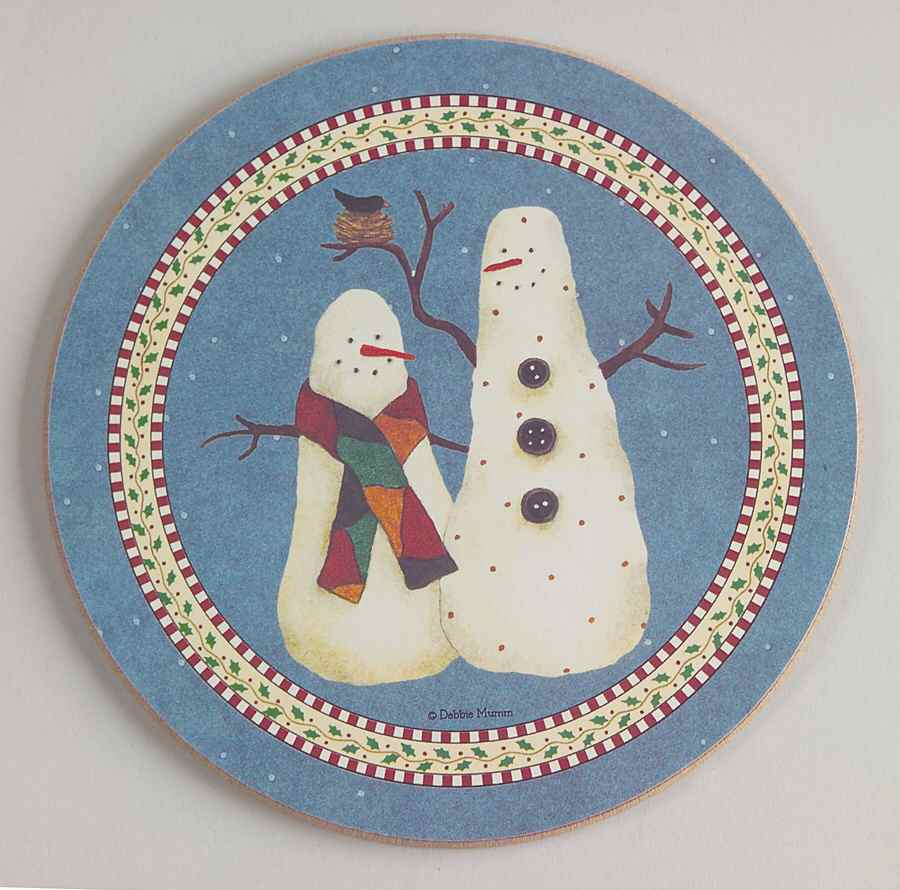 Snowman Cork Back Round Coaster by Sakura-1