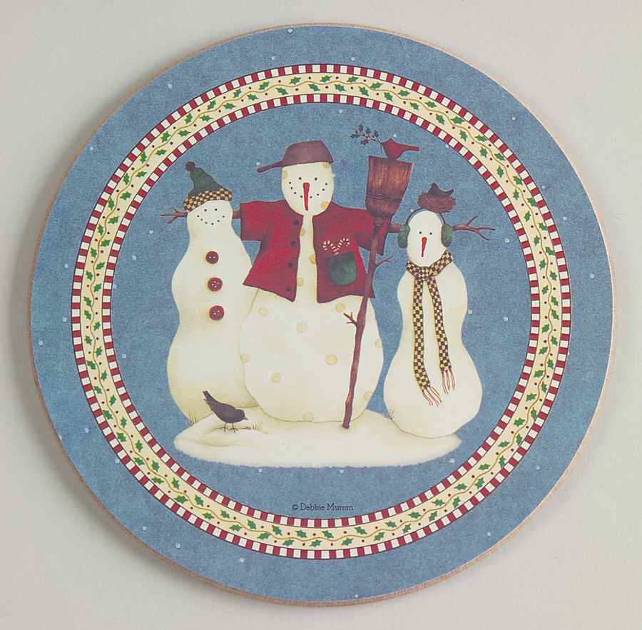 Snowman Cork Back Round Coaster by Sakura-1