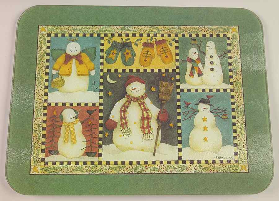 Snowman Rectangular Glassware Cutting Board by Sakura-1