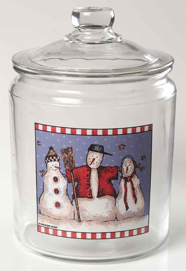 Snowman Glassware Cookie Jar & Lid by Sakura-1