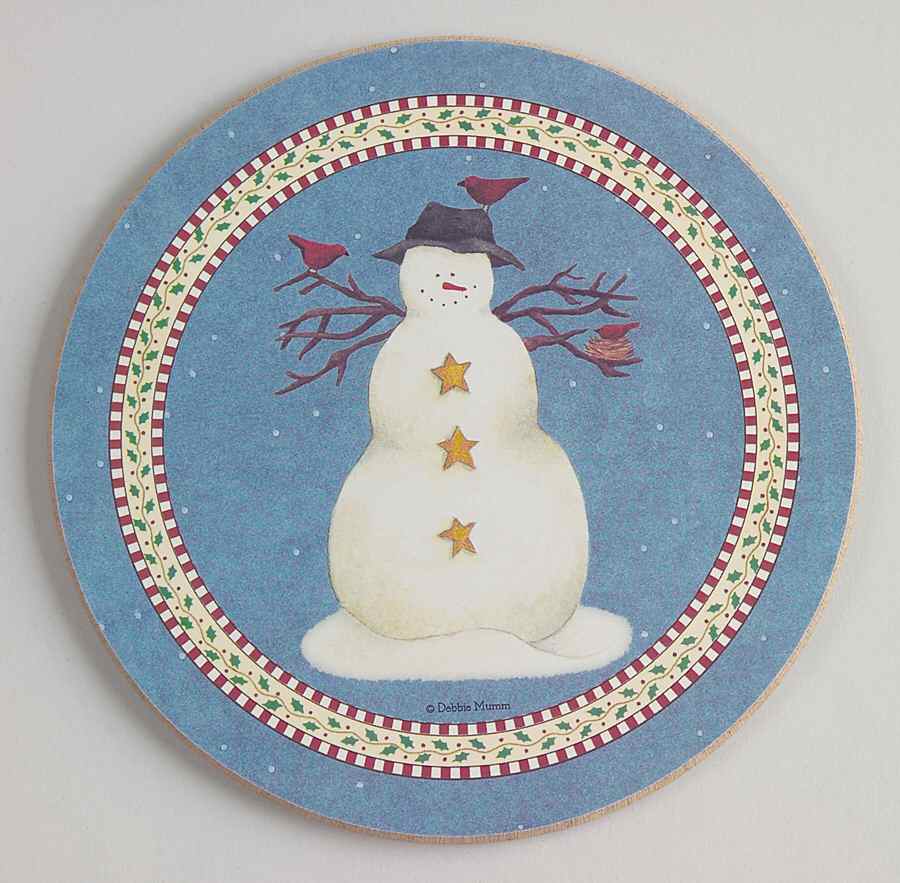 Snowman Cork Back Round Coaster by Sakura-1