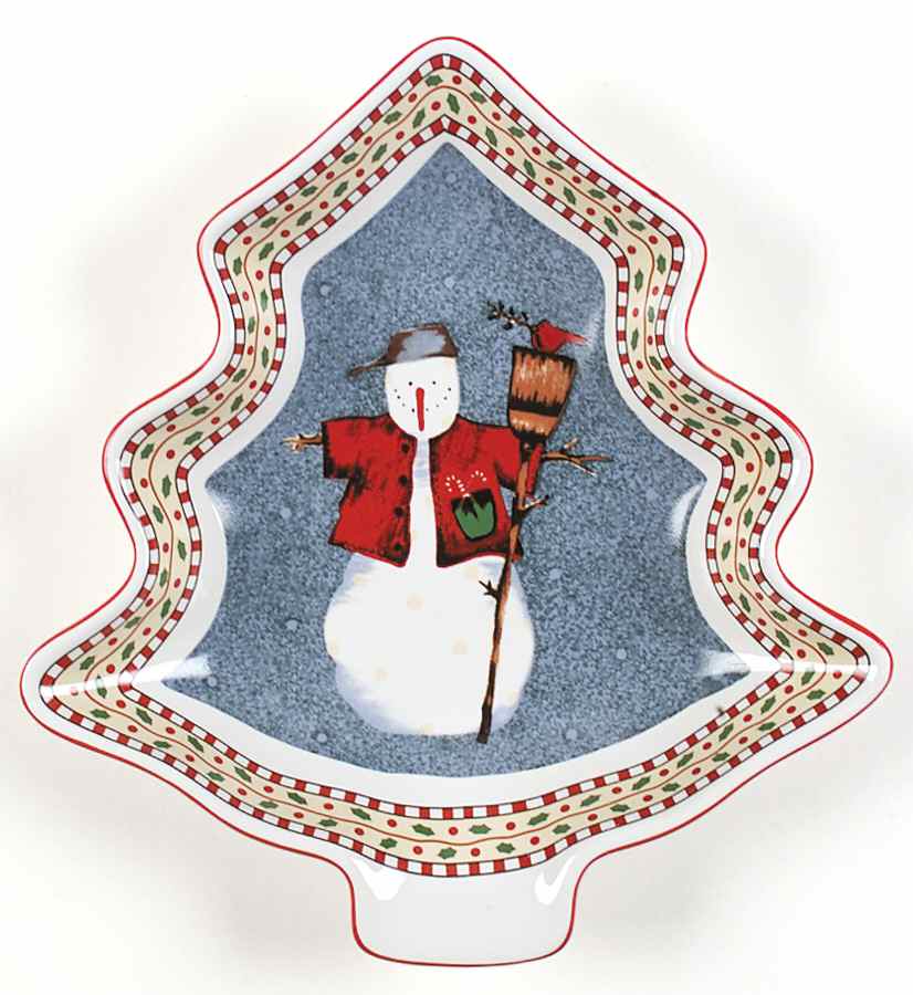 Snowman 1 Part Medium Tree Shaped Dish by Sakura-1