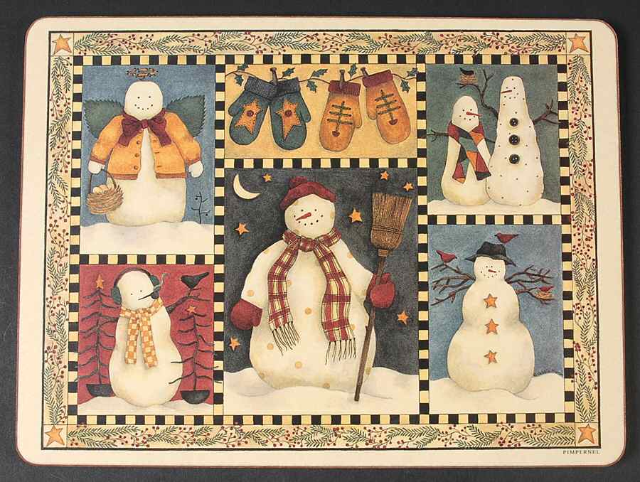 Snowman Rectangular Cork Back Trivet by Sakura-1