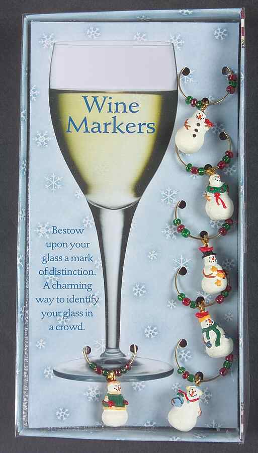 Snowman Wine Markers (Box Set of 6) by Sakura-1
