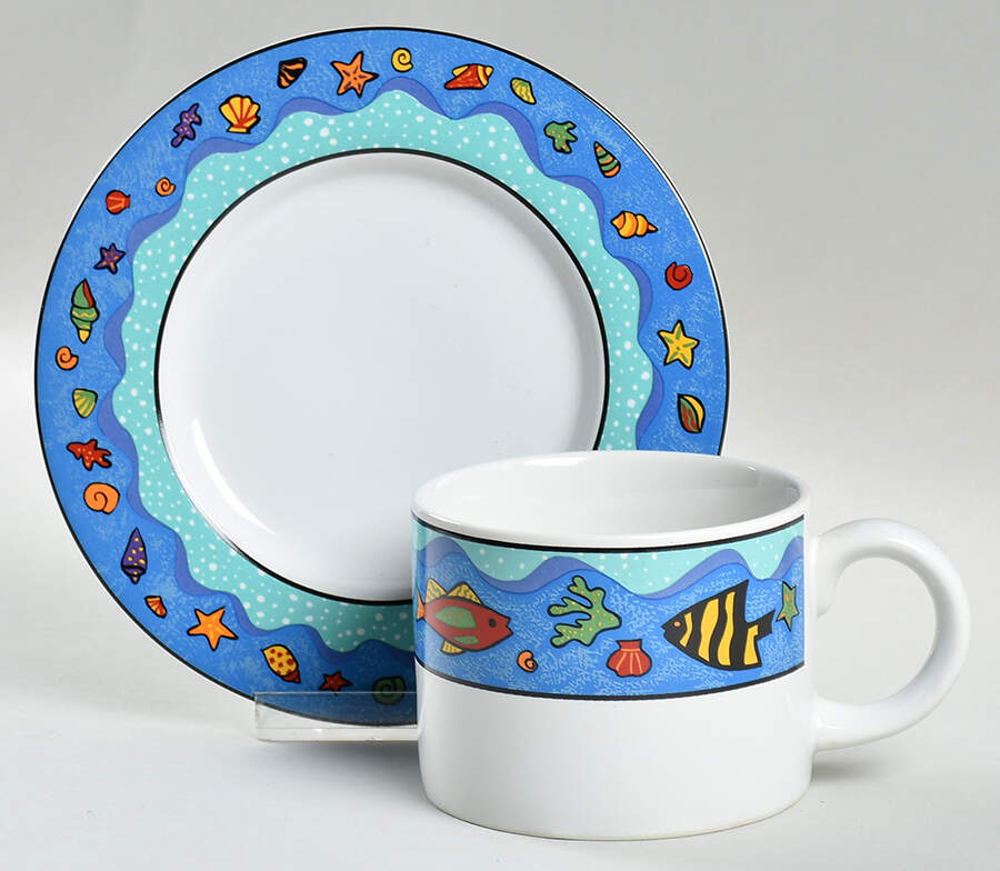Splash Flat Cup & Saucer Set by Sakura-1