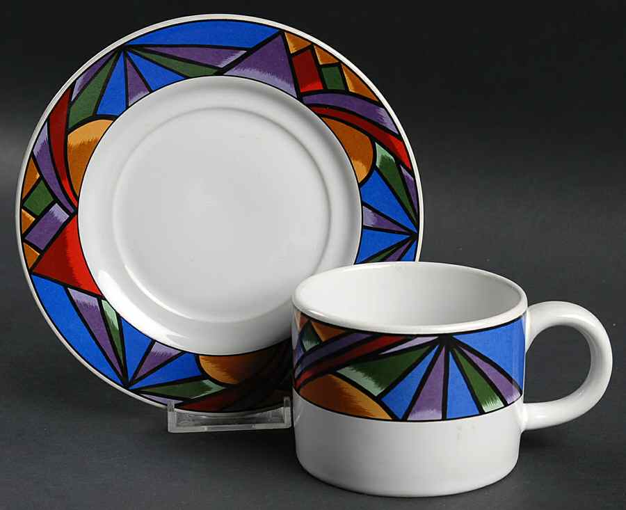 Sunset Mountain Flat Cup & Saucer Set by Sakura-1