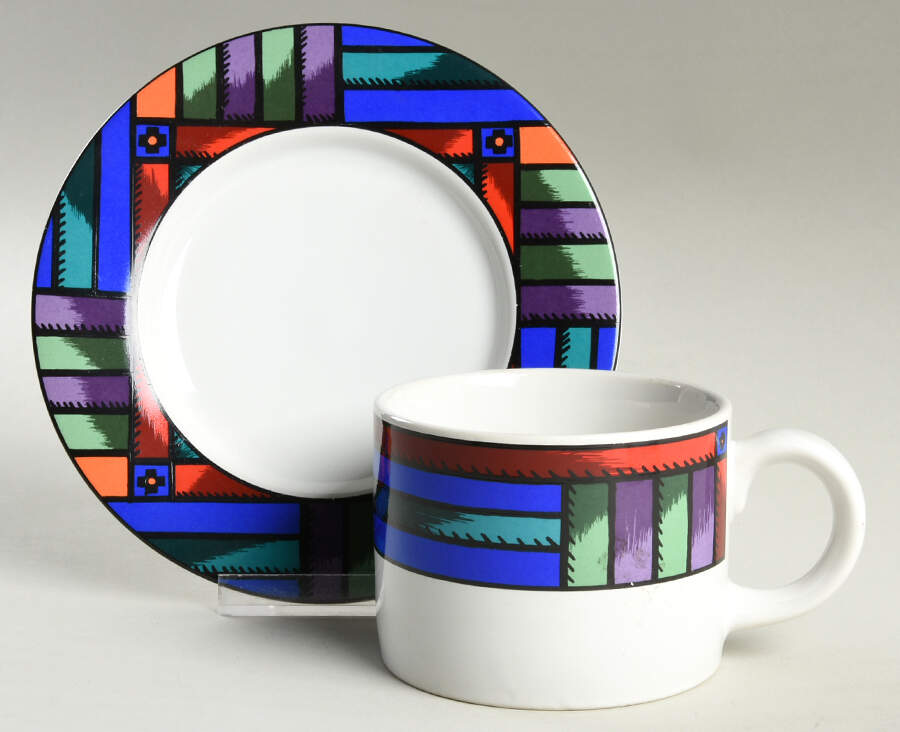 Velvet Quilt Flat Cup & Saucer Set by Sakura-1
