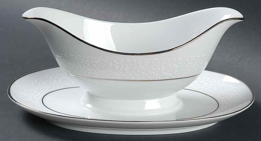 Damask Gravy Boat with Attached Underplate by Saladmaster-1