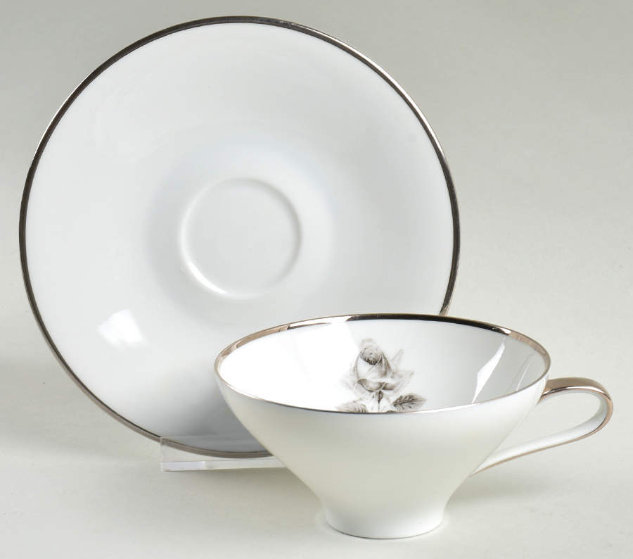 Remembrance (Platinumtrim) Flat Cup & Saucer Set by Saladmaster-1