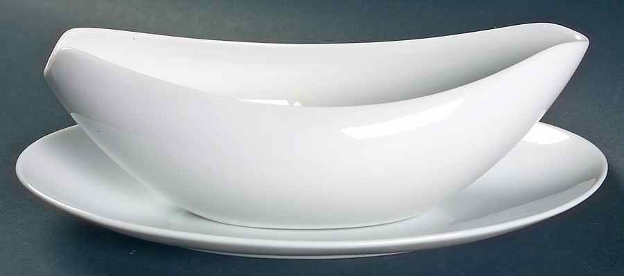 6600 White Gravy Boat & Underplate/Relish by Sango-1