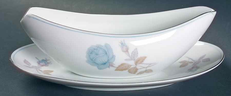 Alice Blue Gravy Boat & Underplate/Relish by Sango-1