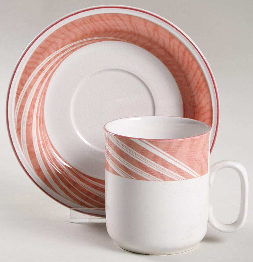 Allegro Peach Flat Cup & Saucer Set by Sango-1