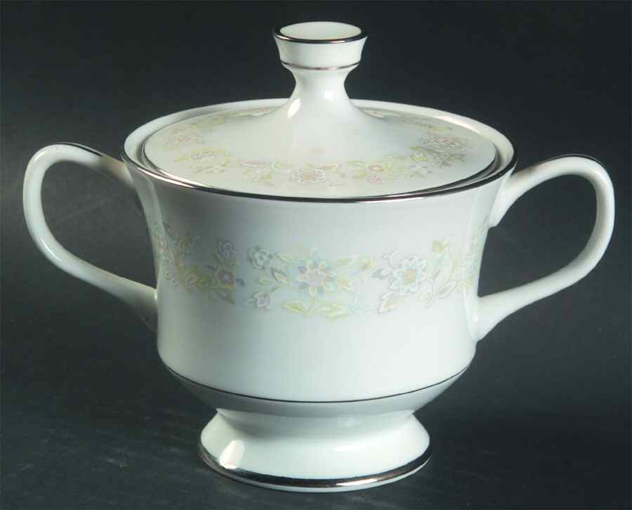 Angelique (Platinum Trim) Sugar Bowl & Lid by Sango-1