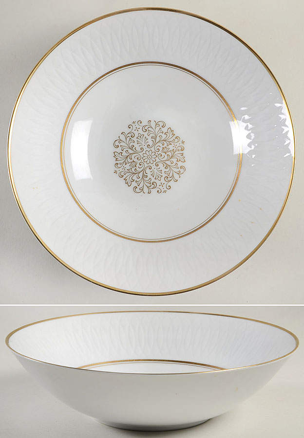 Angelique (Strafito, Embossed Rim) 9" Round Vegetable Bowl by Sango-1