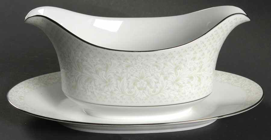 Antique Lace Gravy Boat with Attached Underplate by Sango-1