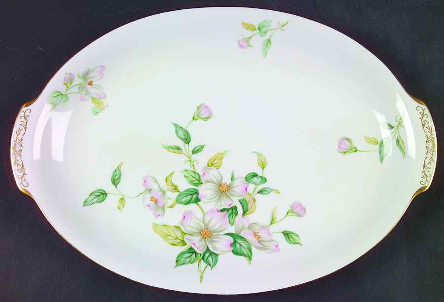 Apple Blossom (Fine China, Rim Shape) 12" Oval Serving Platter by Sango-1
