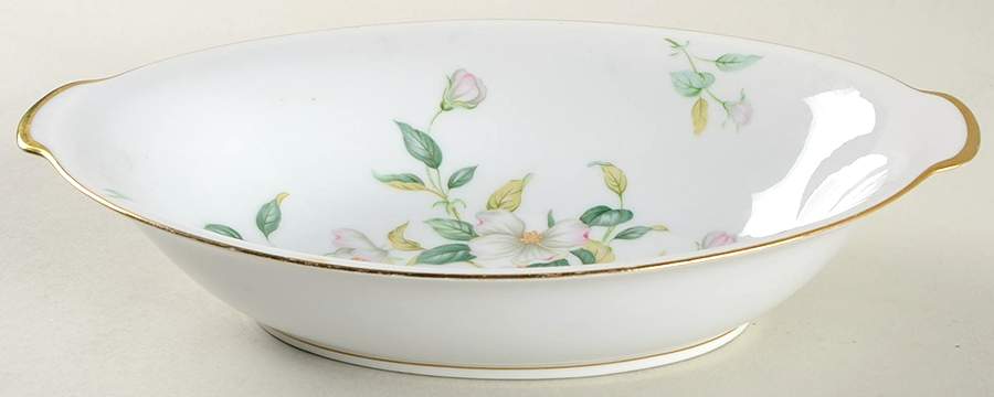 Apple Blossom (Fine China, Coupe Shape) 10" Oval Vegetable Bowl by Sango-1