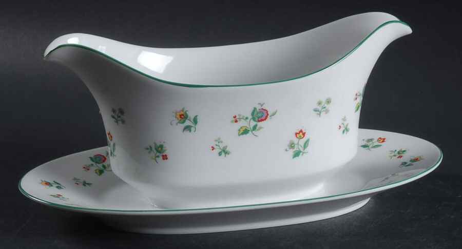 April Flowers Gravy Boat with Attached Underplate by Sango-1