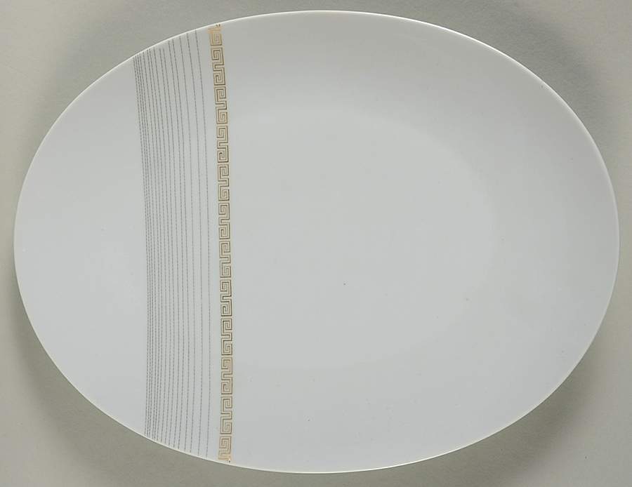 Apollo (Gold On White with Black) 16" Oval Serving Platter by Sango-1