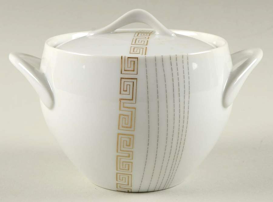 Apollo (Gold On White with Black) Sugar Bowl & Lid by Sango-1