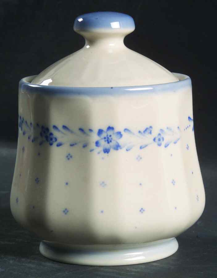 Arcadia Blue Sugar Bowl & Lid by Sango-1