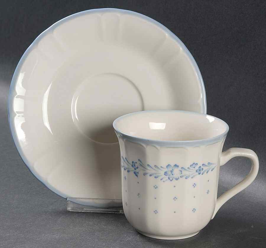 Arcadia Blue Flat Cup & Saucer Set by Sango-1