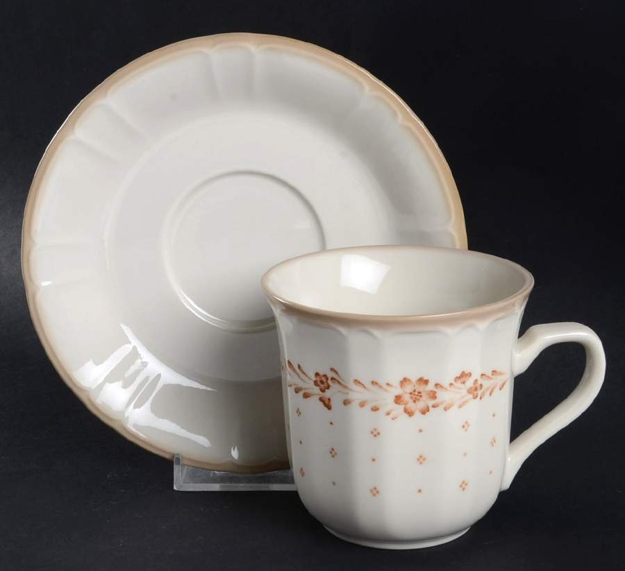 Arcadia Brown Flat Cup & Saucer Set by Sango-1