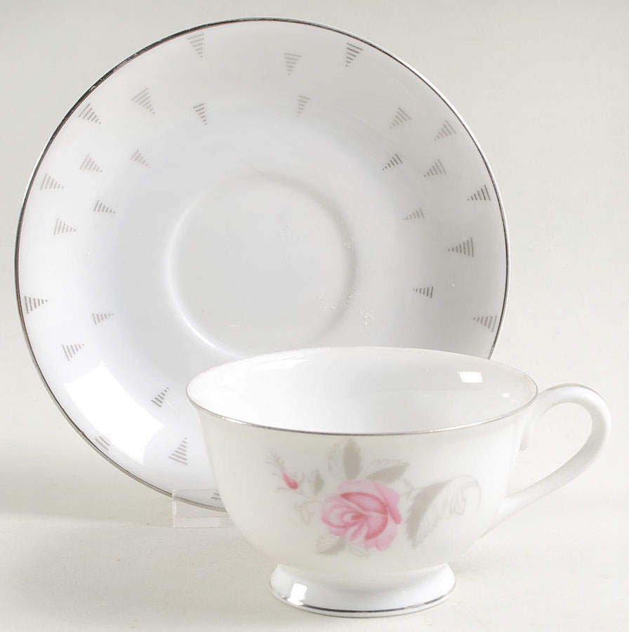 Arcadia (Pink Roses) Footed Cup & Saucer Set by Sango-1