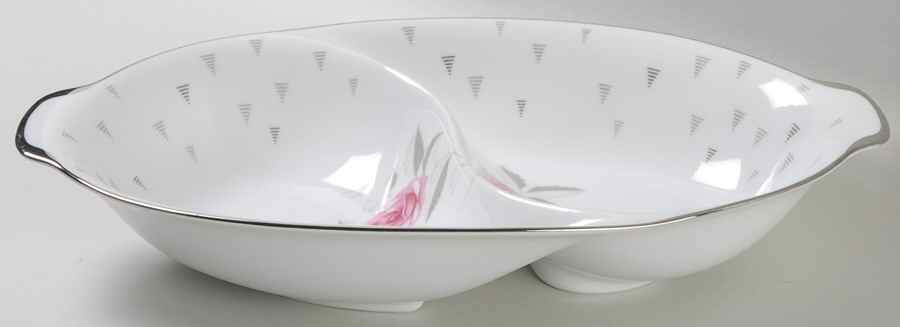 Arcadia (Pink Roses) 11" Oval Divided Vegetable Bowl by Sango-1