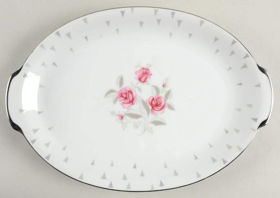 Arcadia (Pink Roses) 12" Oval Serving Platter by Sango-1