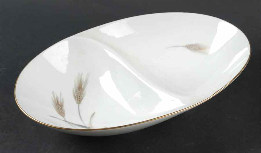 Autumn Gold 11" Oval Divided Vegetable Bowl by Sango-1