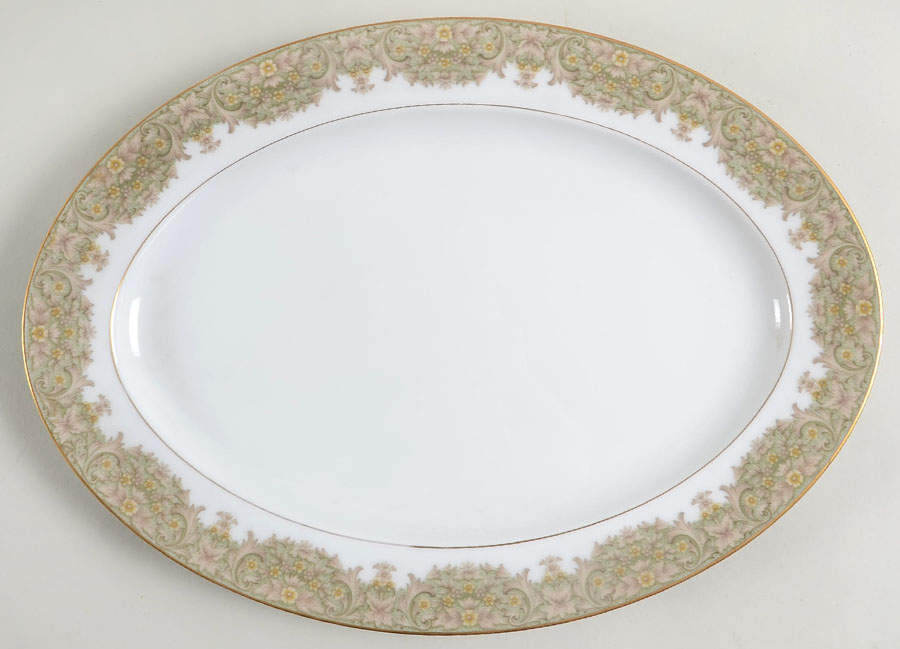 Bergen 14" Oval Serving Platter by Sango-1