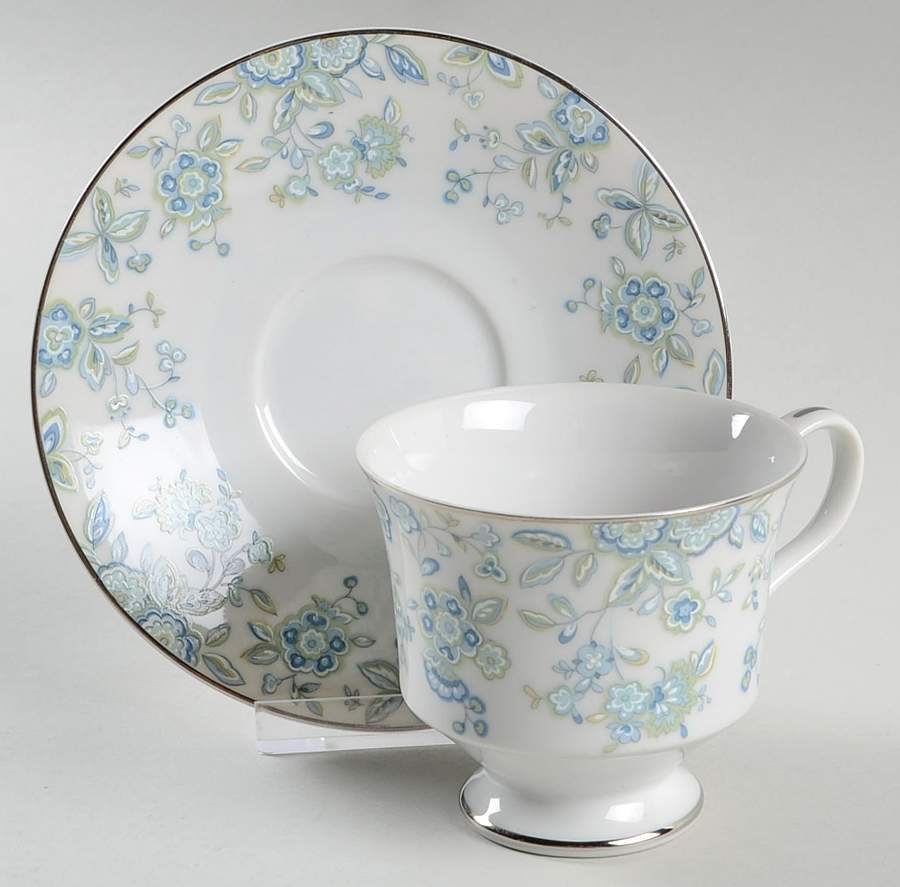 Blue Belle Footed Cup & Saucer Set by Sango-1