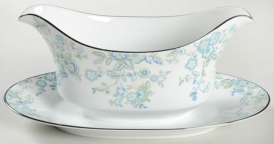 Blue Belle Gravy Boat with Attached Underplate by Sango-1