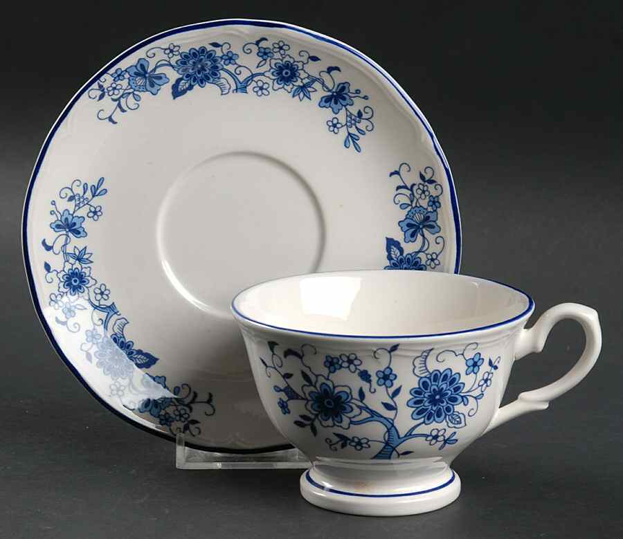 Blue Classic Footed Cup & Saucer Set by Sango-1