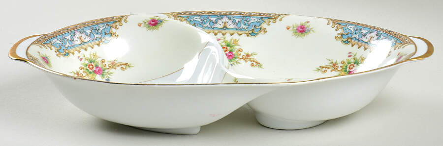 Blue Dawn 11" Oval Divided Vegetable Bowl by Sango-1